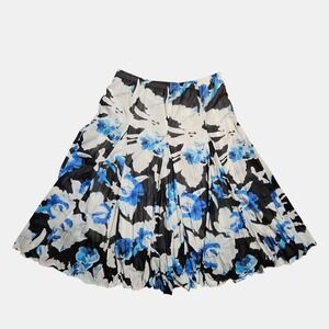 Larry Levine Floral Godet Style Pleated A-Line Midi Skirt S Pull-On Cottagecore‎